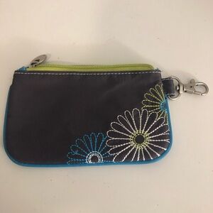 Floral Embroidered Small ID Holder Purse